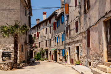 View of typical istrian alley in Valle - Bale, Croatia