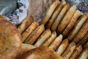Fresh Uzbek bread at the market in Samarkand