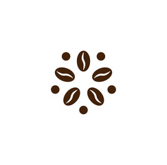 Coffee logo, modern concept. Coffee bean icon. Abstract energy drink logo template. Isolated vector emblem on blank background.