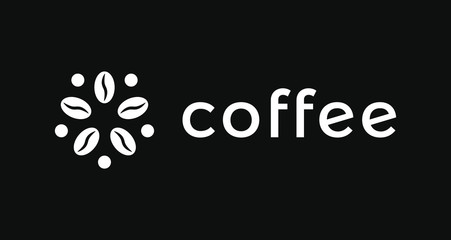 Fototapeta na wymiar Coffee logo, modern concept. Coffee bean icon. Abstract energy drink logo template. Isolated vector emblem on blank background.