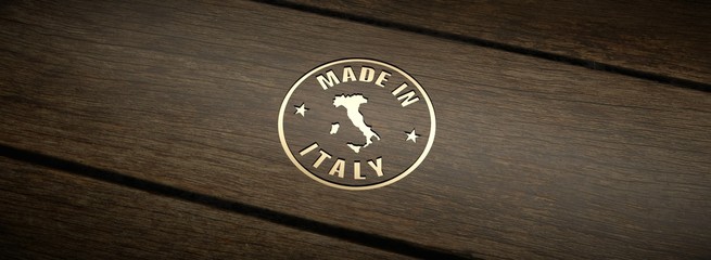 Stamp made in Italy, engraved in wood with gold inlays.