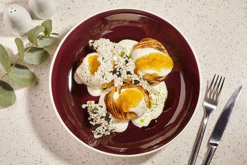 Close-up shot of a sweet tasty dessert. Delicious menu item.
