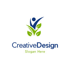 leaf and wellness vector logo template. Human health symbol, leaf logo. Organic, eco, vegan logo concept, Wellness Logo Design . natural health wellness fitness and yoga logo design