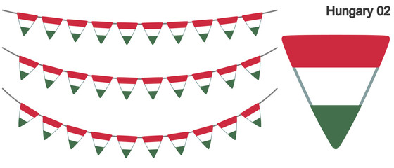 ハンガリーの国旗のガーラーンド　ベクターデータ（bunting garland）