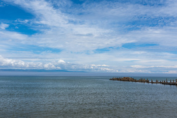 Beautiful view of Lake Baikal on a clear summer day from the shore of Olkhon Island