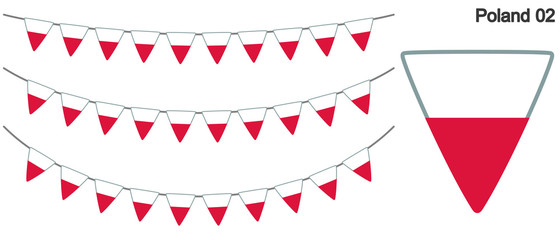 ポーランドの国旗のガーラーンド　ベクターデータ（bunting garland）