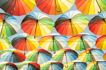 colorful umbrellas texture bottom view