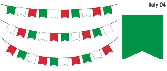 Fototapeta na wymiar イタリアの国旗のガーラーンド　ベクターデータ（bunting garland）