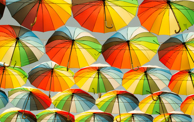 colorful umbrellas texture bottom view