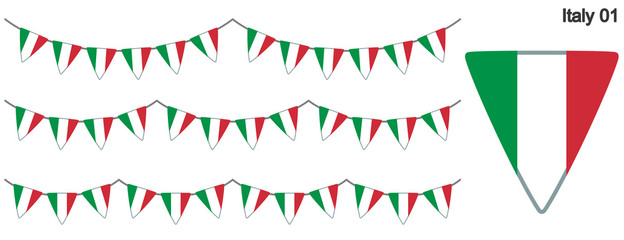 Obraz premium イタリアの国旗のガーラーンド ベクターデータ（bunting garland）