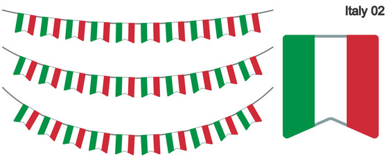 Fototapeta na wymiar イタリアの国旗のガーラーンド　ベクターデータ（bunting garland）