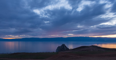 view of the gorgeous sunset from the island of Olkhon on Lake Baikal