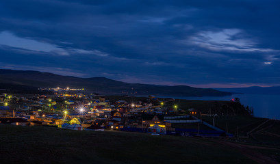 view of the gorgeous sunset from the island of Olkhon on Lake Baikal