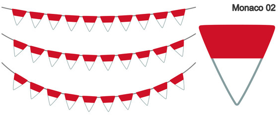 モナコの国旗のガーラーンド　ベクターデータ（bunting garland）