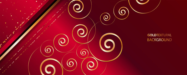 Red and gold abstract background luxury golden line template premium vector