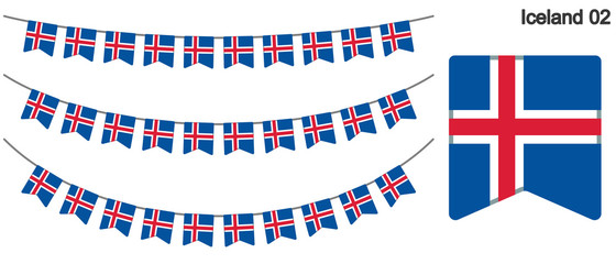 アイスランドの国旗のガーラーンド　ベクターデータ（bunting garland）