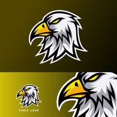 eagle sport esport logo design template with white fur and orange beak