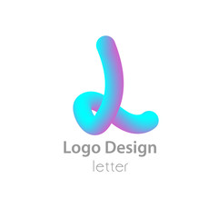 Light blue violet logo letter 3D effect