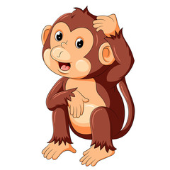 funny monkey sitting and thinking