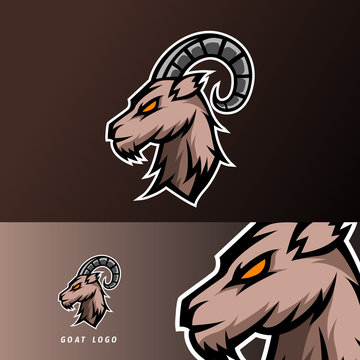 goat sheeep mascot sport esport logo template black fur green horn