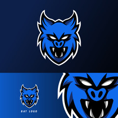 blue dark bat vampire mascot sport esport logo template © Esport Addicts
