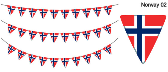 Fototapeta premium ノルウェーの国旗のガーラーンド ベクターデータ（bunting garland）