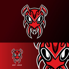 red ant head mascot sport esport logo template