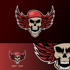 skull army hat wings mascot sport esport logo template © Esport Addicts