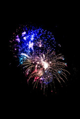 Celebration With Bright Colorful Fireworks Over Black Sky