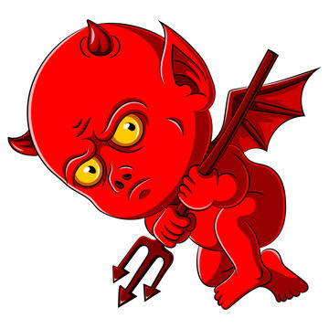 A Red baby Devil with trident