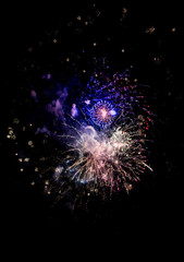 Celebration With Bright Colorful Fireworks Over Black Sky