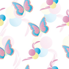 seamless pattern with butterflies vector in pastel colors 