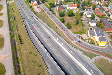 Aerial view of the highway in Gdansk, Poland