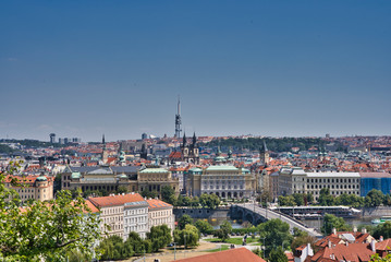 Fototapeta na wymiar Prague Rooftops And Skyline From Petrin Hill, Prague, Czech Republic