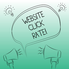 Handwriting text writing Website Click Rate. Concept meaning ratio users who click specific link to number total users Freehand Outline Sketch of Blank Speech Bubble Megaphone Sound Idea Icon