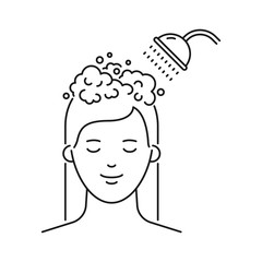 Hair washing vector illustration outline style