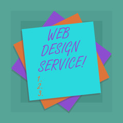 Conceptual hand writing showing Web Design Service. Business photo showcasing development process for creating website focuses factors Multiple Layer of Sheets Color Paper Cardboard with Shadow