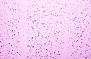 Water drops on glass or rain drop with pink filter