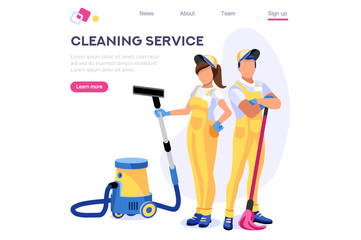 Profession Service Supply Work. Cleaner Web Floor Page. Professional Home Vacuum Set. Mess Template Sweeping Banner. Isometric Cartoon Flat Vector Illustration Isolated on White Background Concept.