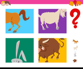 guess cartoon farm animals task for children