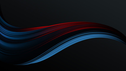 Blue to red colorful gradient abstract twisted shape of paint brush stroke . Digital art background template 3d render