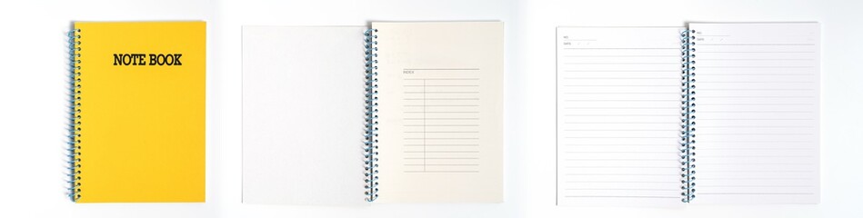 yellow notebook on white background with clipping path - Image - obrazy, fototapety, plakaty