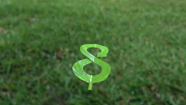 Green Eco-friendly and circular economy concept, leaf in form of arrow infinity recycling shape, flying floating in the air