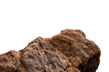 brown rocks and natural surface detail on white background isolate