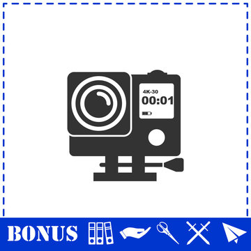 Action camera icon flat