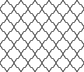 Abstract geometry pattern in Arabian style. Seamless vector background. White and black graphic ornament. Simple lattice graphic design