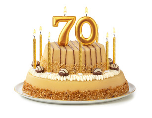 Festliche Torte mit goldenen Kerzen - Nummer 70