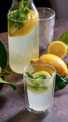 fresh home made lemon lemonade with mint  