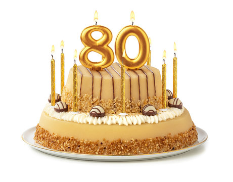 Festliche Torte mit goldenen Kerzen - Nummer 80