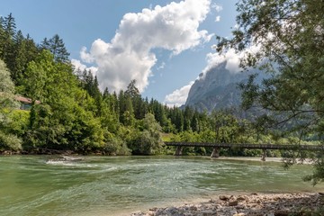 Landscape with river Enns in Austria